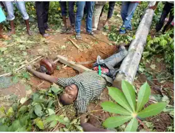 Man Dies As Pole Falls On Him While Trying To Steal Electric Cables (Graphic Photos)